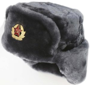 Russian ushanka winter hat. Gray.