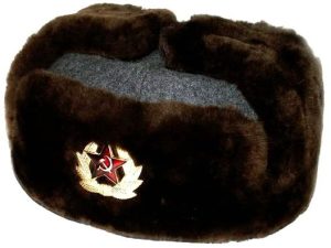 Russian Army winter hat. Natural lamb fur. Brown.