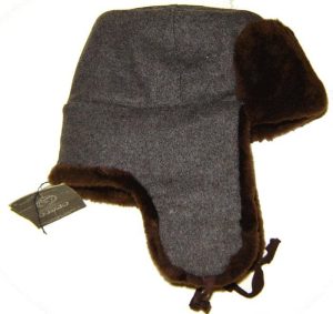 Russian Army winter hat. Natural lamb fur. Brown.