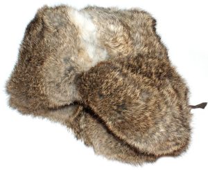 Rabbit fur ushanka winter hat. Brown.