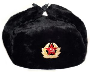 Black lambskin mouton ushanka
