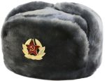 Russian ushanka winter hat. Gray.