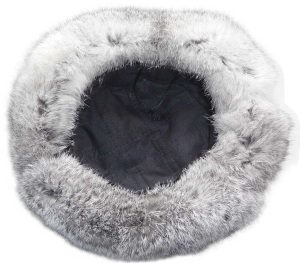 Rabbit fur ushanka winter hat. Gray.