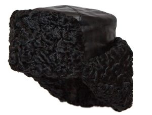 Naval officer karakul ushanka, genuine leather top.