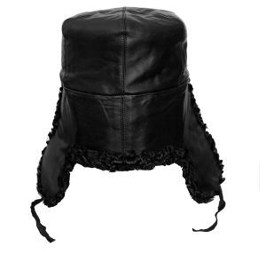 Naval officer karakul ushanka, genuine leather top.