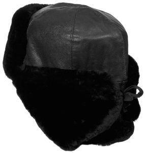 Naval officer mouton ushanka, genuine leather top.