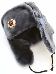 Russian ushanka winter hat. Gray.