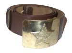 Russian Army Surplus Brown Leather Belt, Brass Buckle.