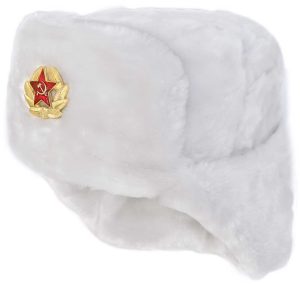 White ushanka winter hat