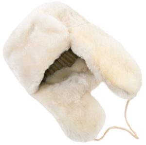 White sheepskin ushanka