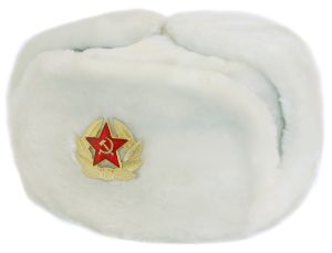 White ushanka winter hat